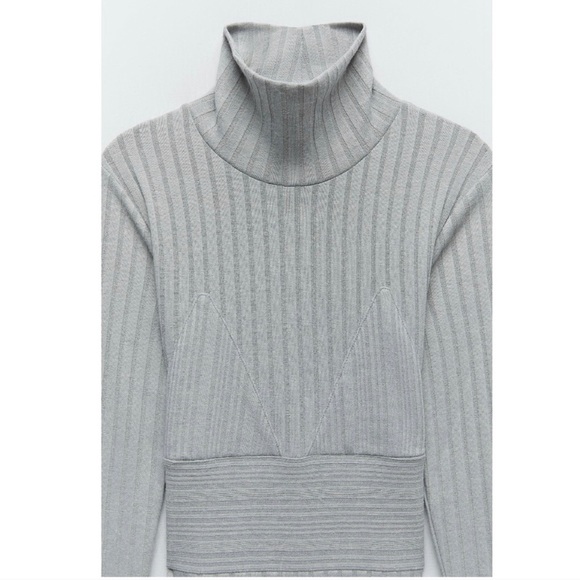 NWT ZARA Ribbed Knit Dress Green M Blogger’s Fav - Picture 6 of 6